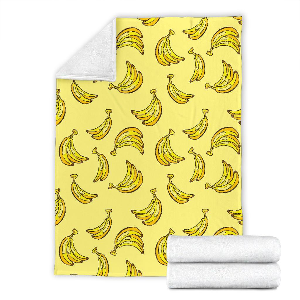 Yellow Banana Pattern Print Blanket-grizzshop