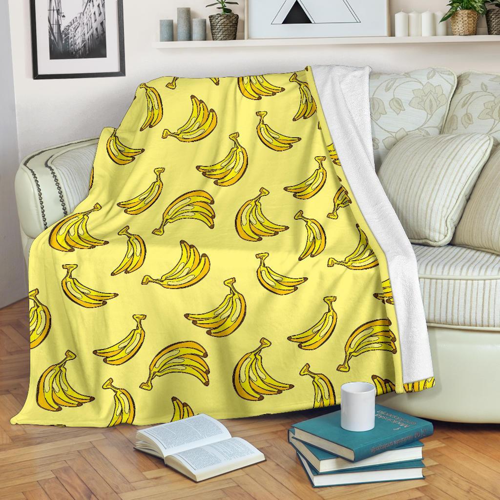 Yellow Banana Pattern Print Blanket-grizzshop