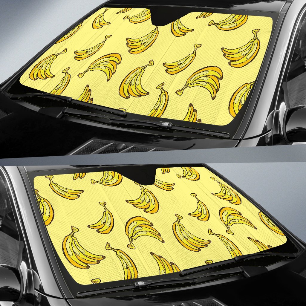 Yellow Banana Pattern Print Car Sun Shade-grizzshop