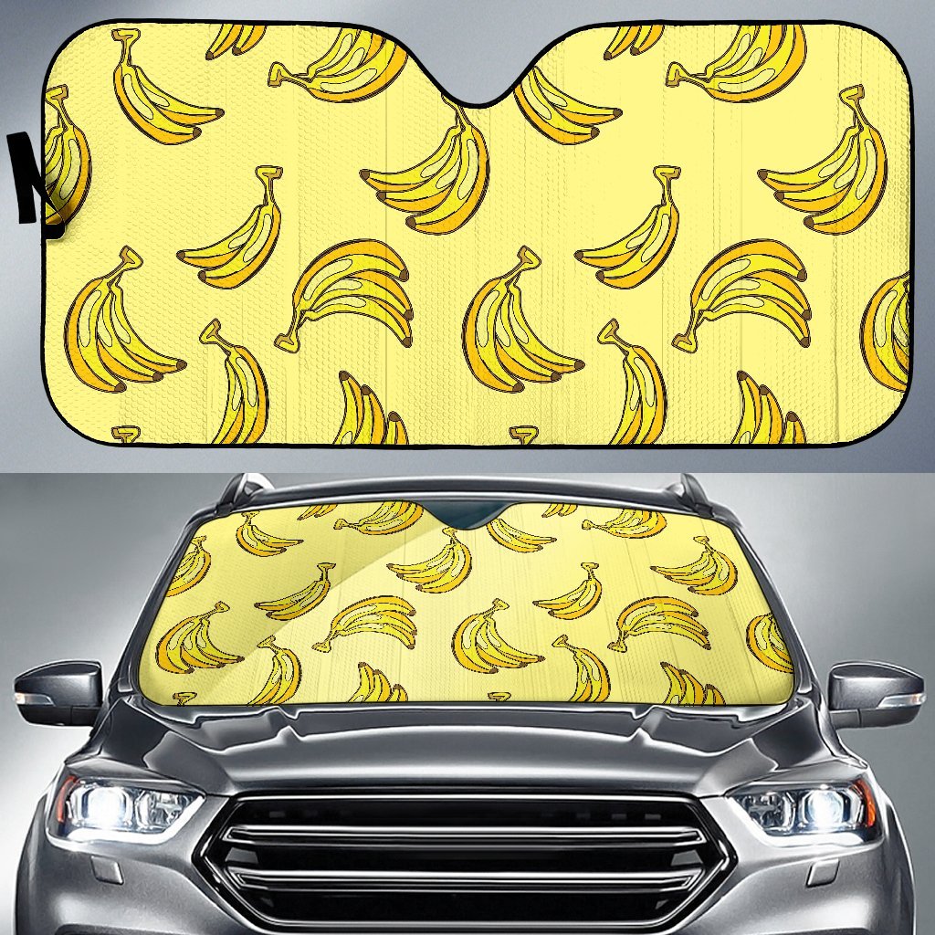 Yellow Banana Pattern Print Car Sun Shade-grizzshop