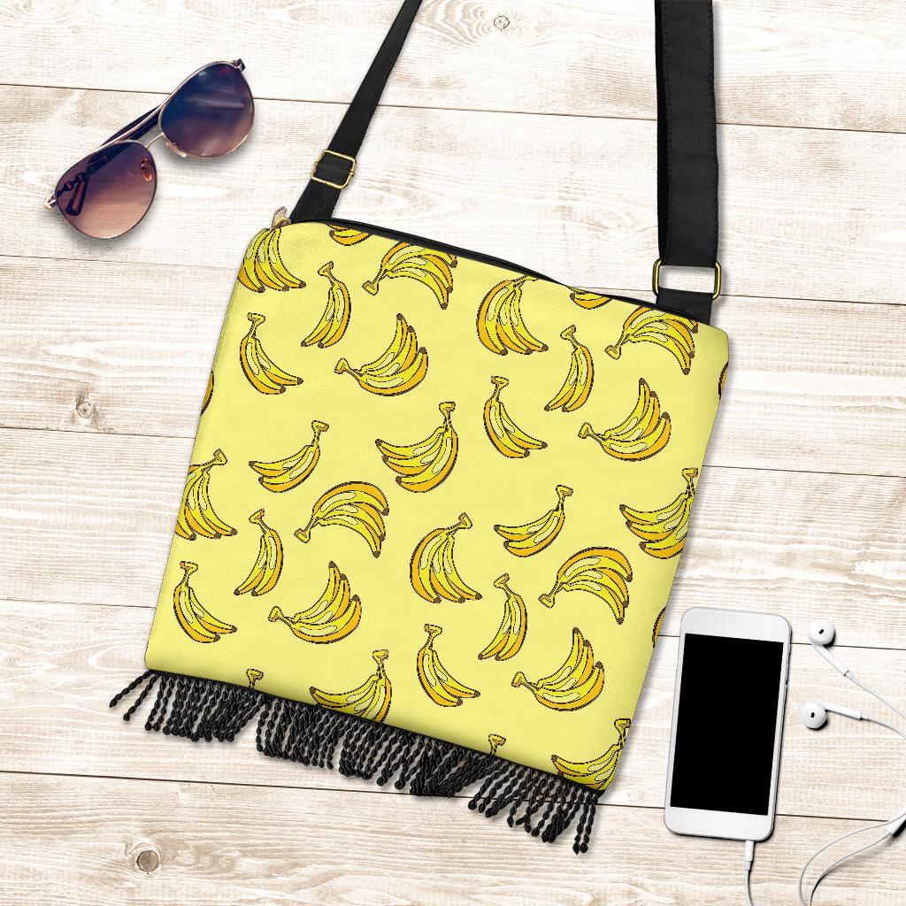 Yellow Banana Pattern Print Crossbody Bags-grizzshop