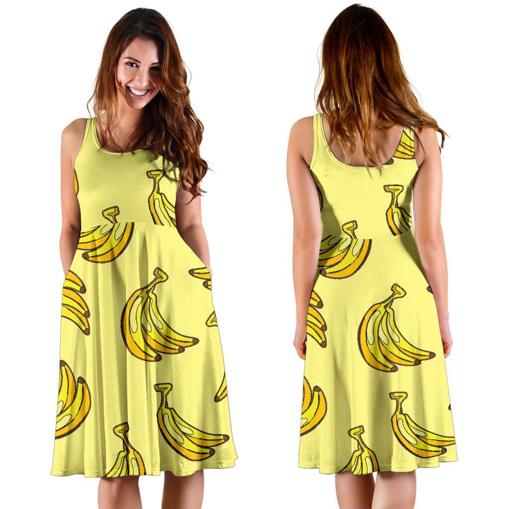 Yellow Banana Pattern Print Dress-grizzshop