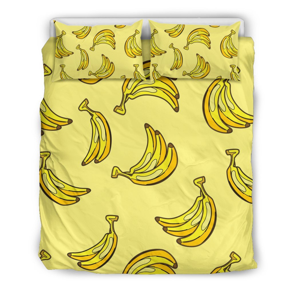 Yellow Banana Pattern Print Duvet Cover Bedding Set-grizzshop