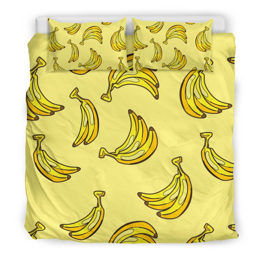 Yellow Banana Pattern Print Duvet Cover Bedding Set-grizzshop