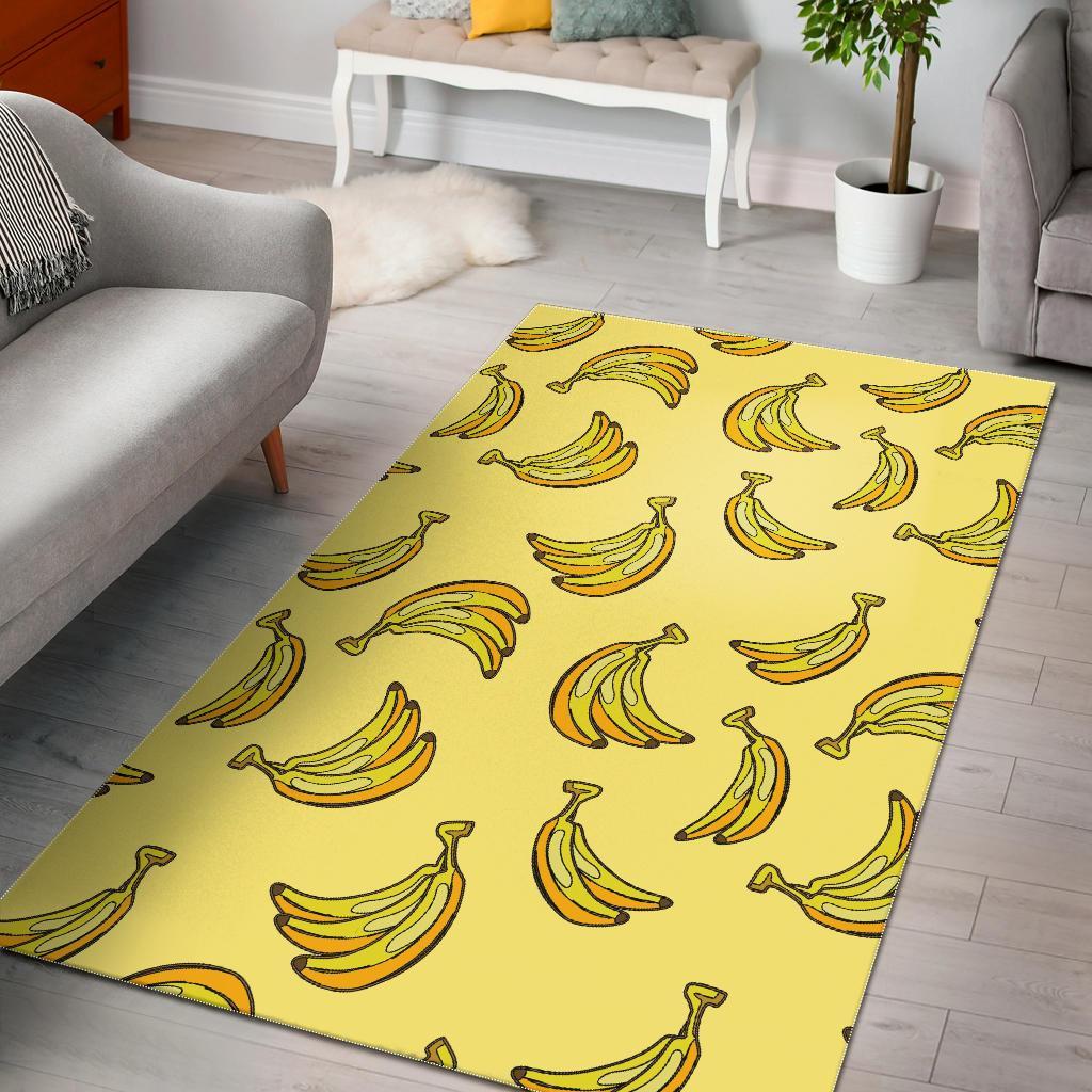 Yellow Banana Pattern Print Floor Mat-grizzshop
