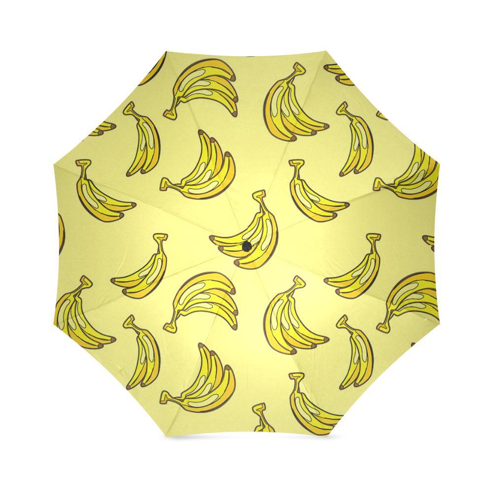 Yellow Banana Pattern Print Foldable Umbrella-grizzshop
