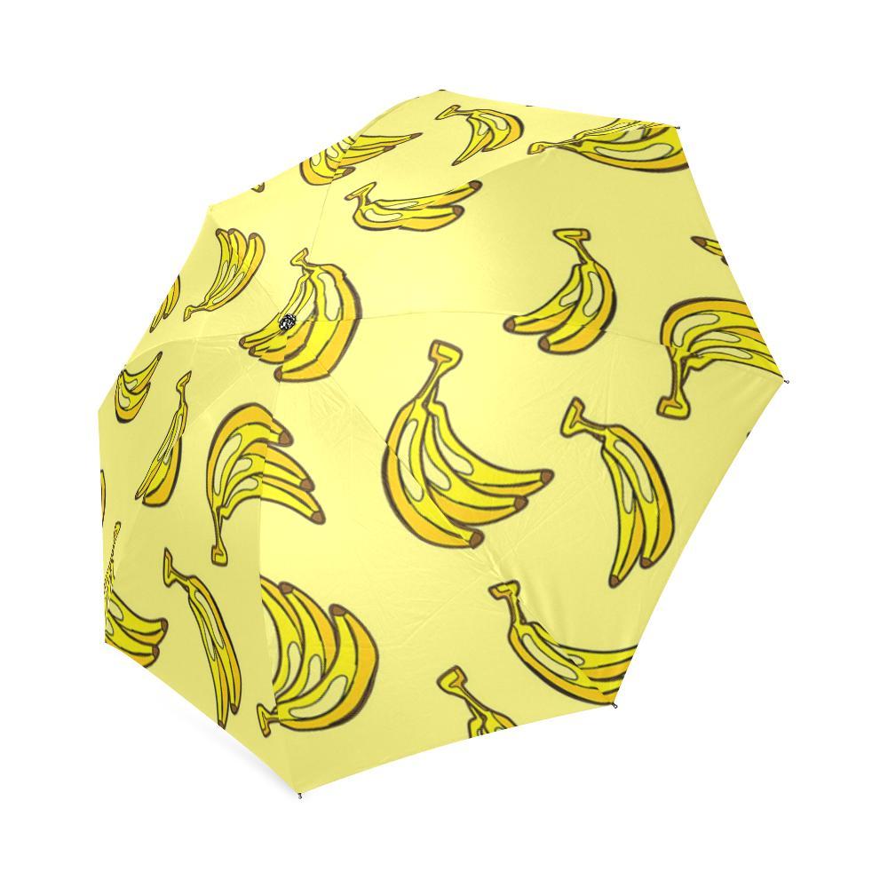 Yellow Banana Pattern Print Foldable Umbrella-grizzshop