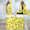 Yellow Banana Pattern Print Hooded Blanket-grizzshop