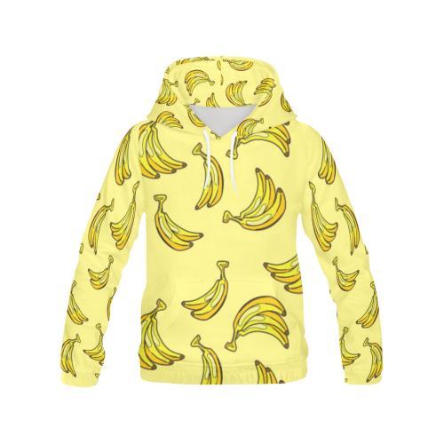 Yellow Banana Pattern Print Men Pullover Hoodie-grizzshop