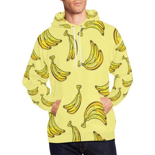 Yellow Banana Pattern Print Men Pullover Hoodie-grizzshop