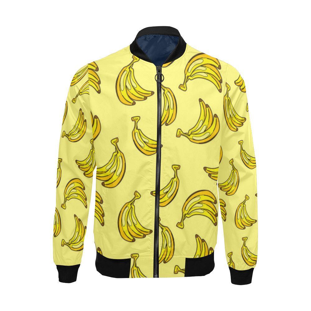 Yellow Banana Pattern Print Men's Bomber Jacket-grizzshop