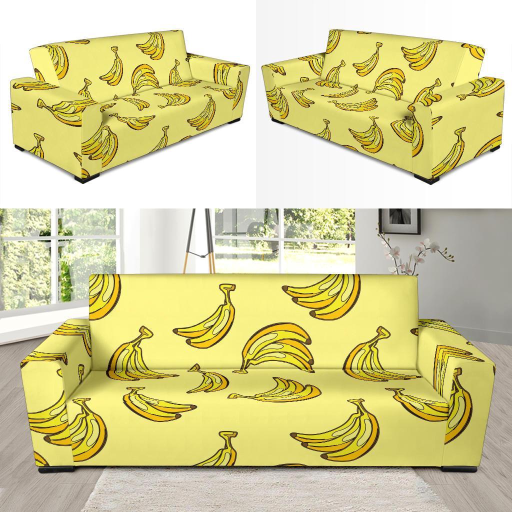 Yellow Banana Pattern Print Sofa Covers-grizzshop