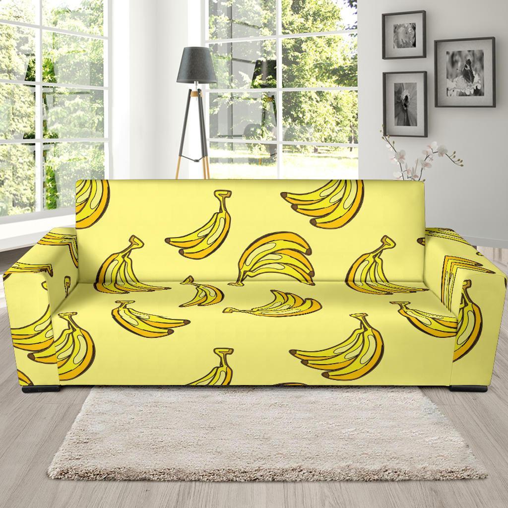 Yellow Banana Pattern Print Sofa Covers-grizzshop