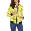 Yellow Banana Pattern Print Women Casual Bomber Jacket-grizzshop