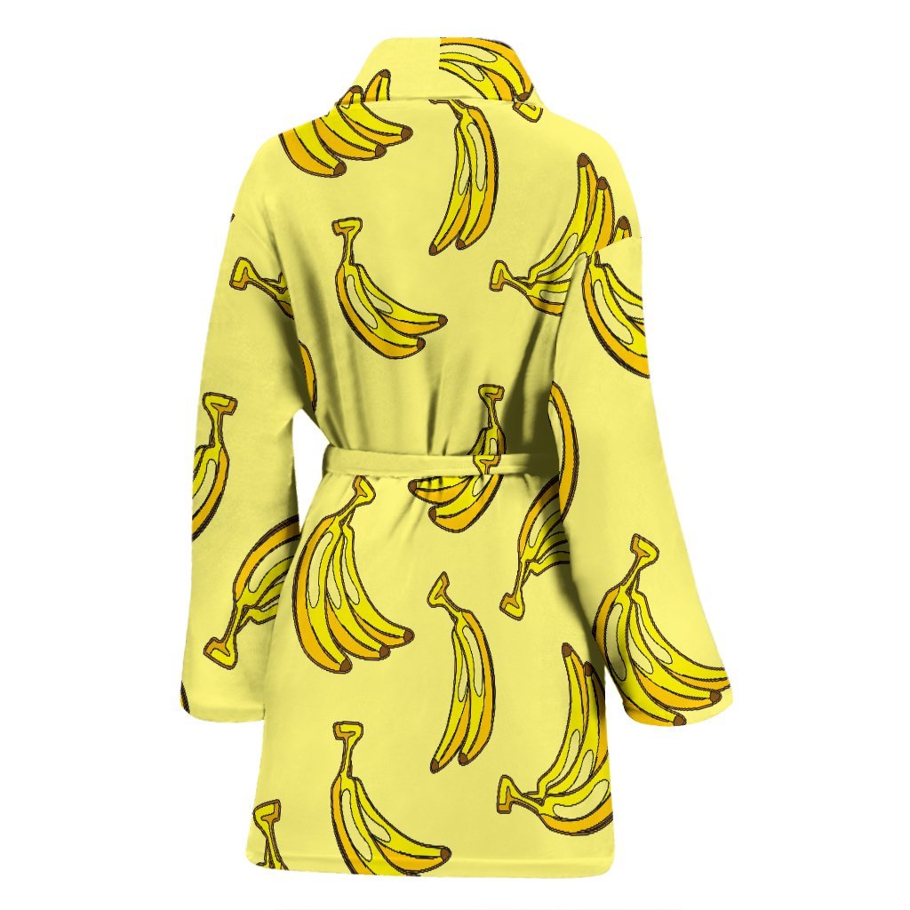 Yellow Banana Pattern Print Women Long Robe-grizzshop