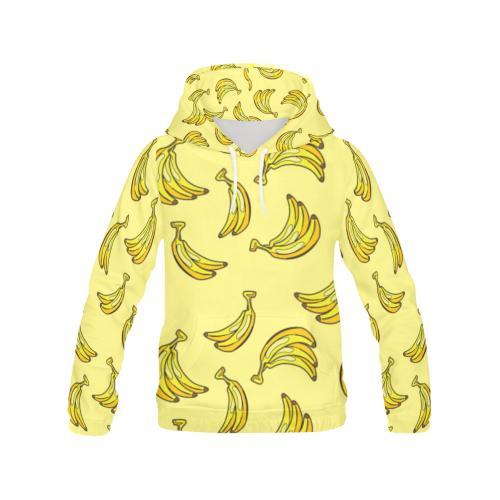 Yellow Banana Pattern Print Women Pullover Hoodie-grizzshop