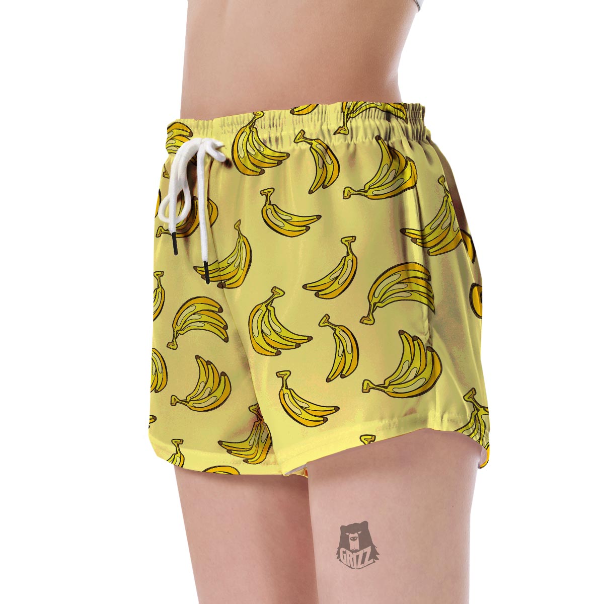 Yellow Banana Pattern Print Women's Shorts-grizzshop