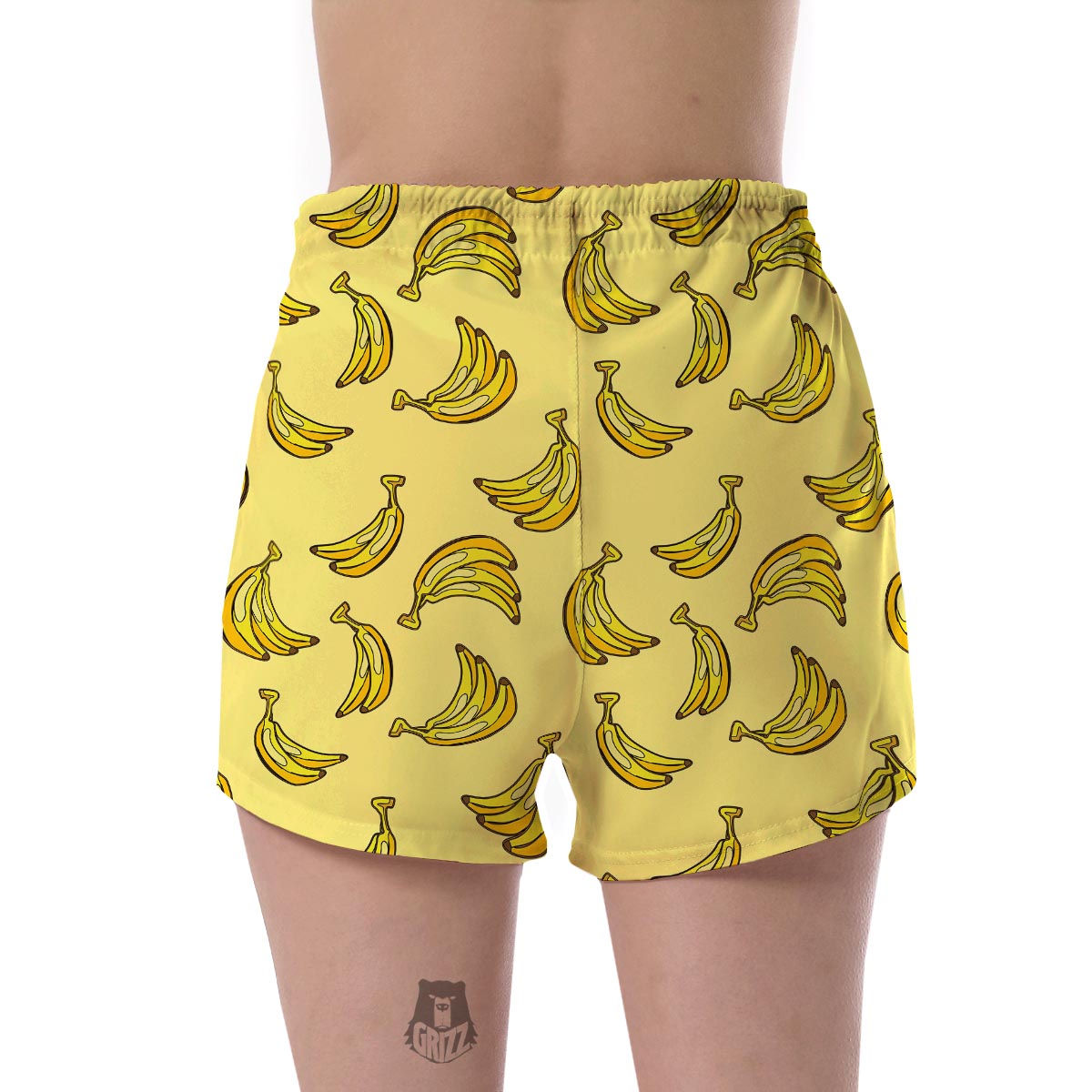 Yellow Banana Pattern Print Women's Shorts-grizzshop