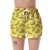 Yellow Banana Pattern Print Women's Shorts-grizzshop