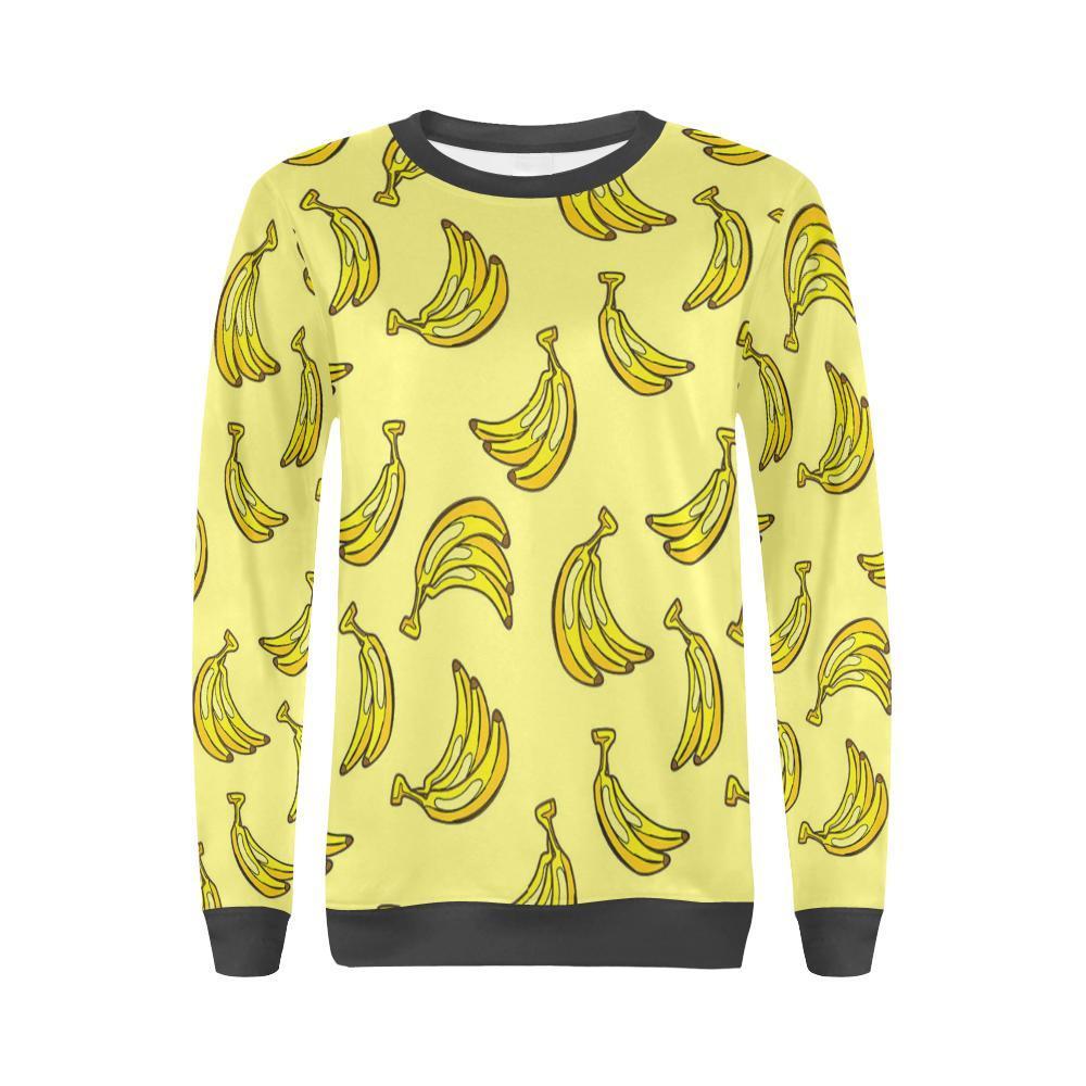 Yellow Banana Pattern Print Women's Sweatshirt-grizzshop