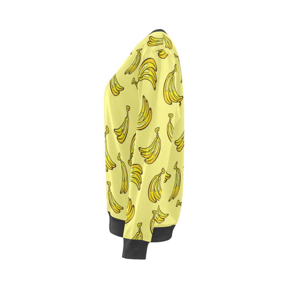 Yellow Banana Pattern Print Women's Sweatshirt-grizzshop