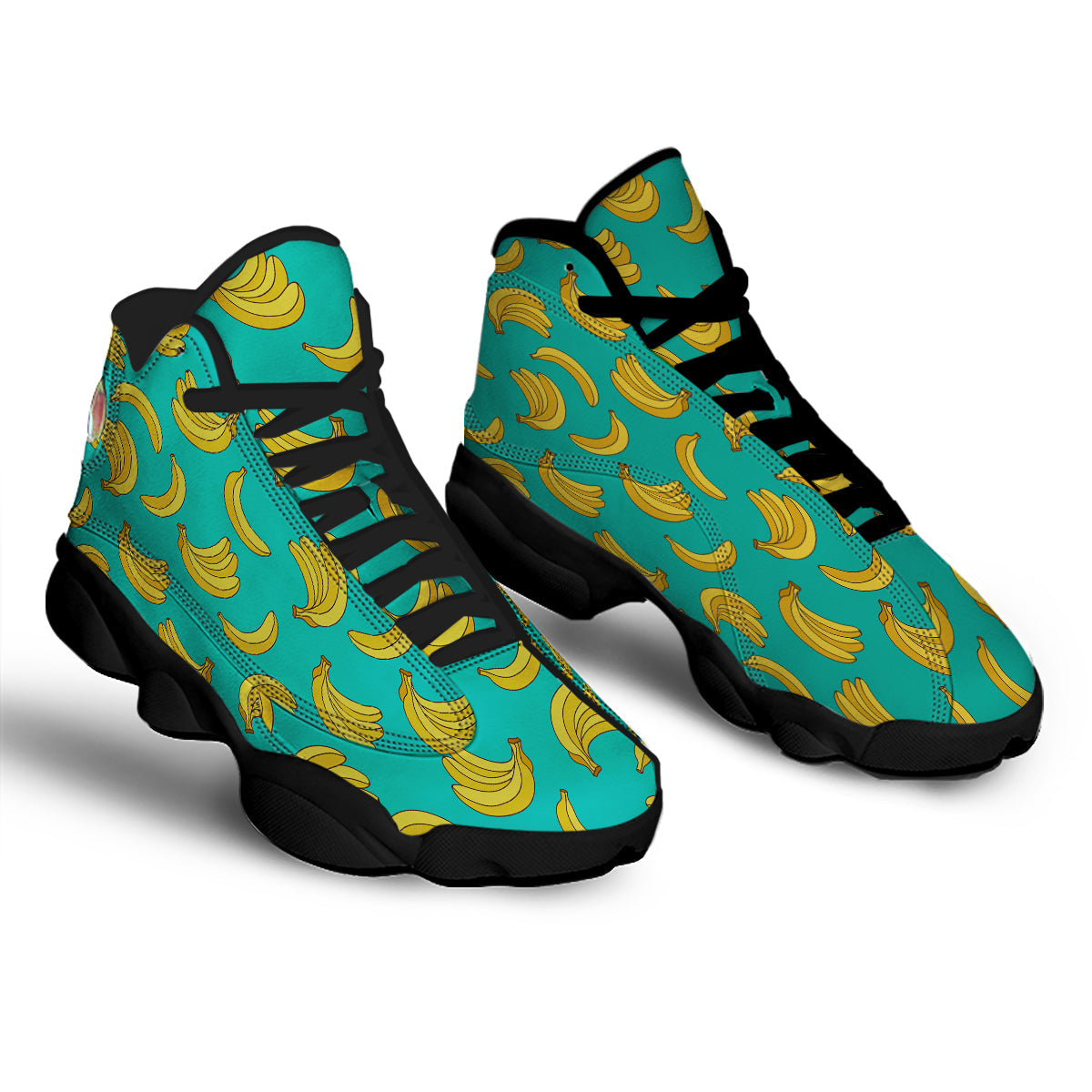 Yellow Banana Print Pattern Black Basketball Shoes-grizzshop