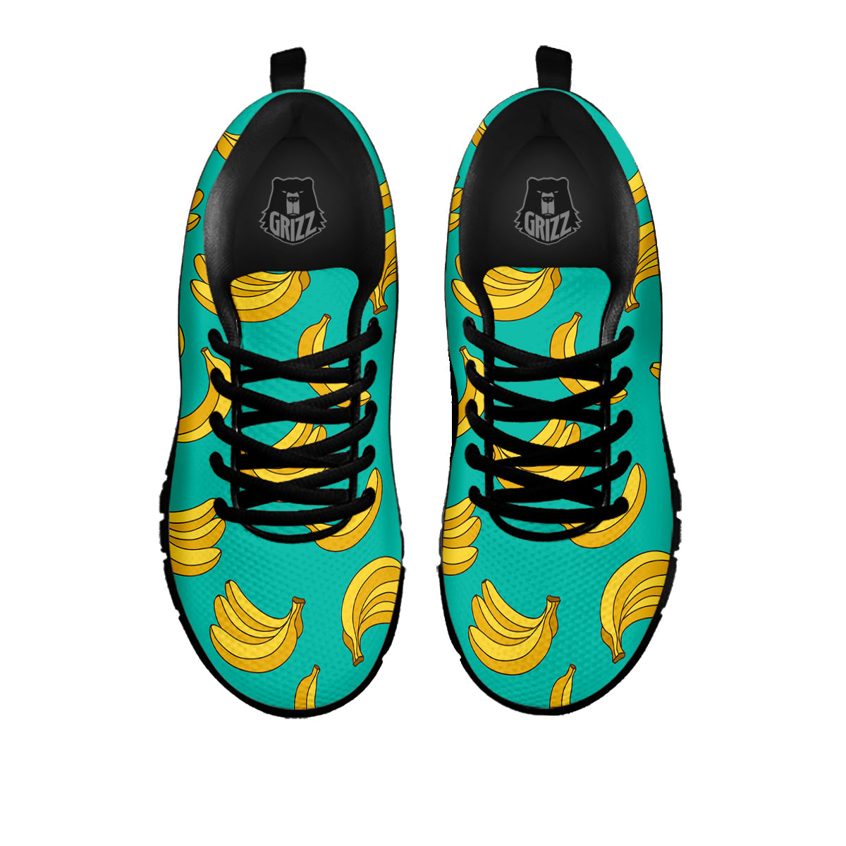 Yellow Banana Print Pattern Black Sneaker-grizzshop