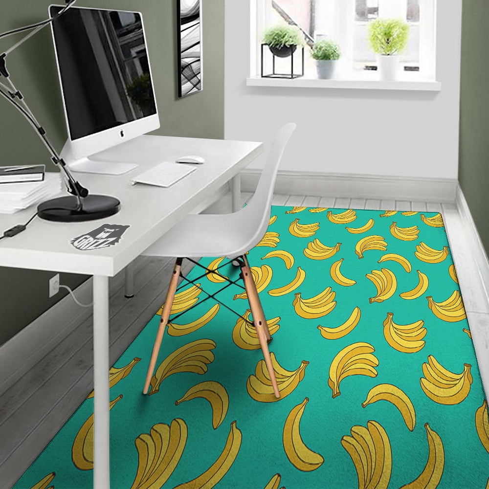 Yellow Banana Print Pattern Floor Mat-grizzshop