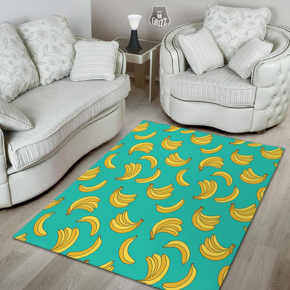 Yellow Banana Print Pattern Floor Mat-grizzshop