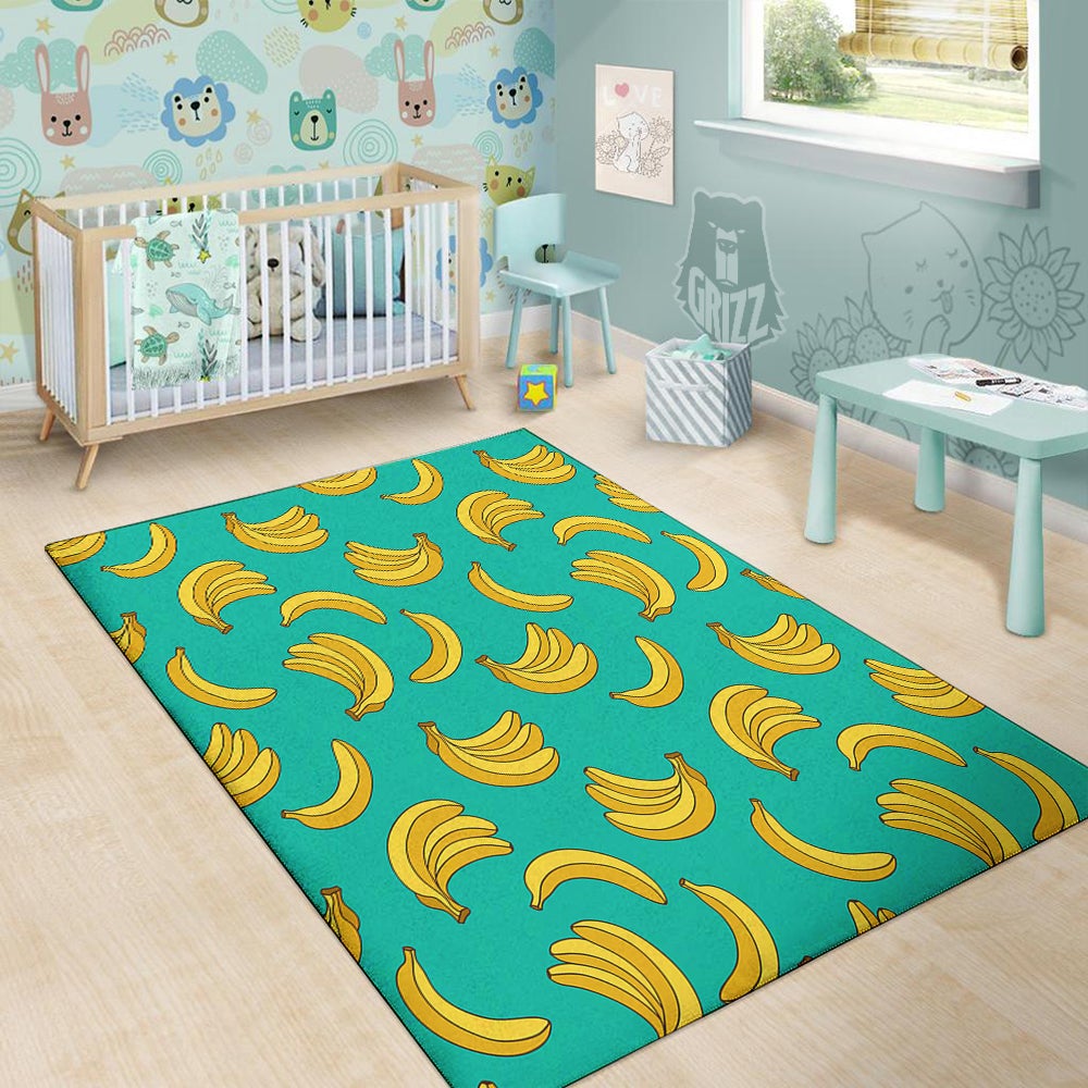 Yellow Banana Print Pattern Floor Mat-grizzshop