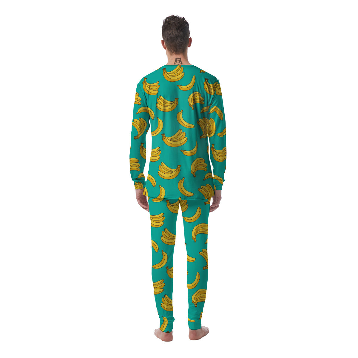 Yellow Banana Print Pattern Men's Pajamas-grizzshop