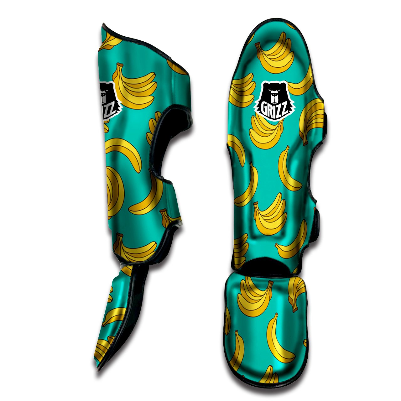 Yellow Banana Print Pattern Muay Thai Shin Guards-grizzshop