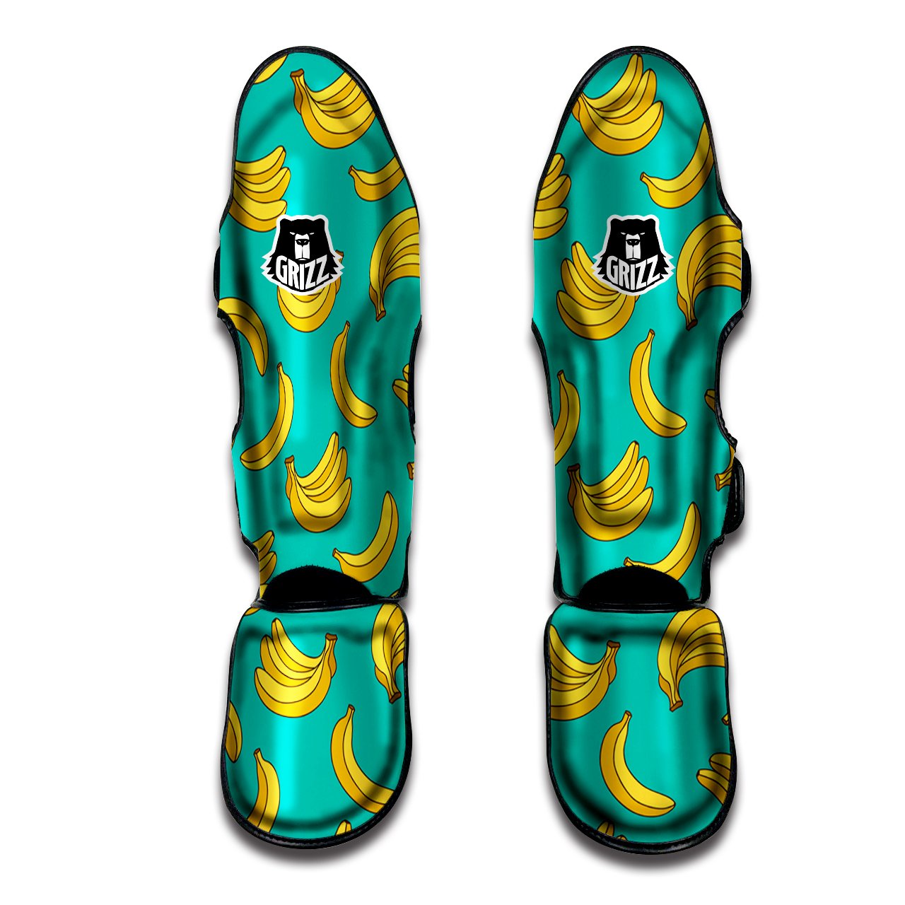 Yellow Banana Print Pattern Muay Thai Shin Guards-grizzshop