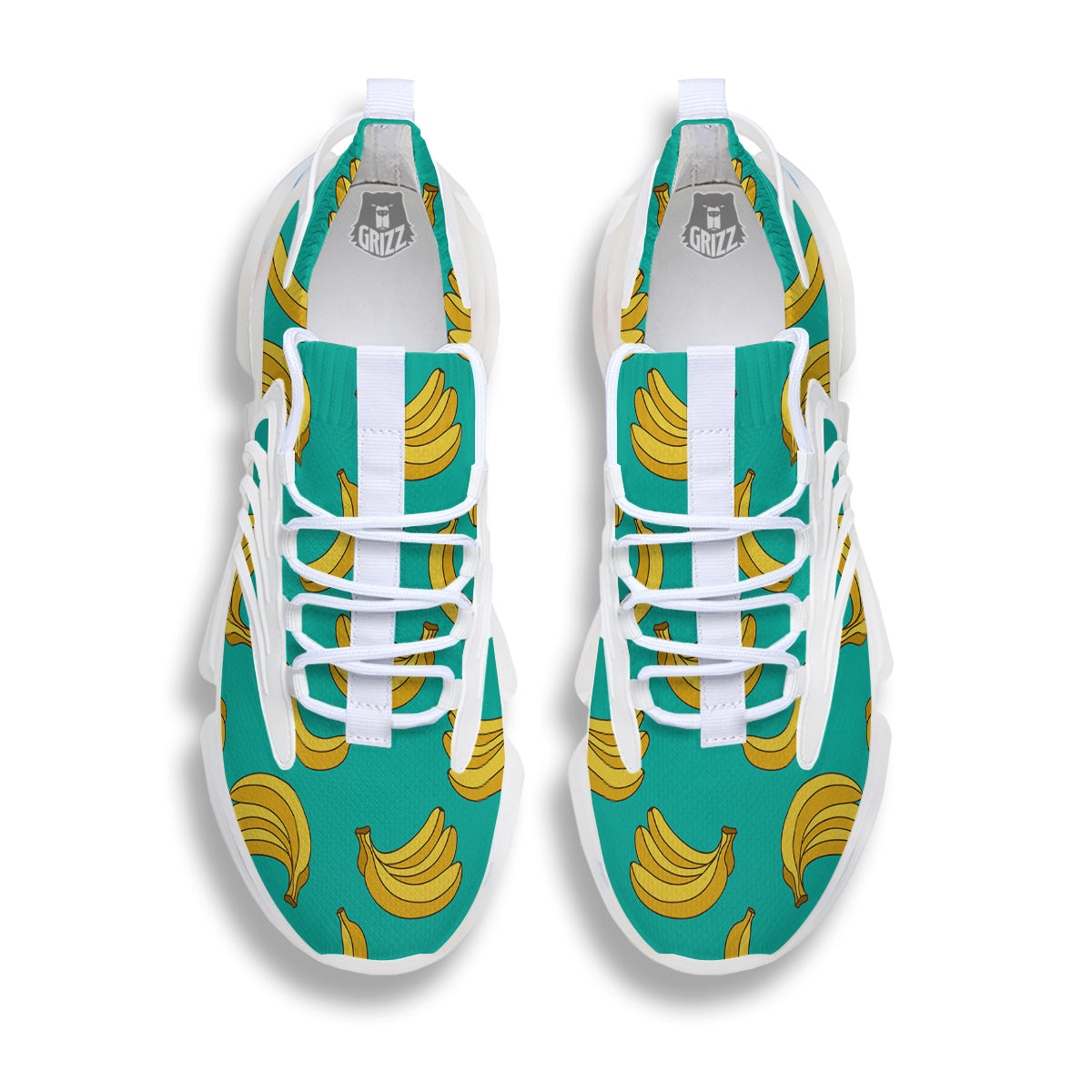 Yellow Banana Print Pattern White Gym Shoes-grizzshop
