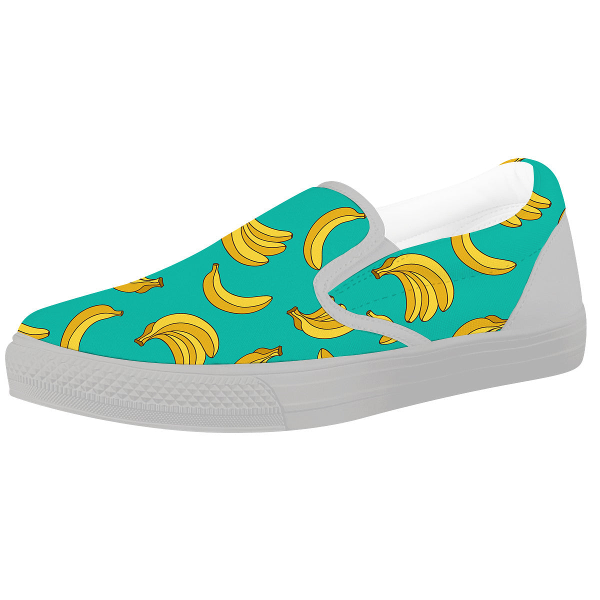 Yellow Banana Print Pattern White Slip On Shoes-grizzshop