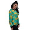 Yellow Banana Print Pattern Women's Bomber Jacket-grizzshop