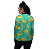 Yellow Banana Print Pattern Women's Bomber Jacket-grizzshop