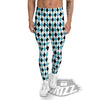 Yellow Black And Blue Argyle Print Men's Leggings-grizzshop