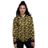 Yellow Bus Print Pattern Women's Bomber Jacket-grizzshop