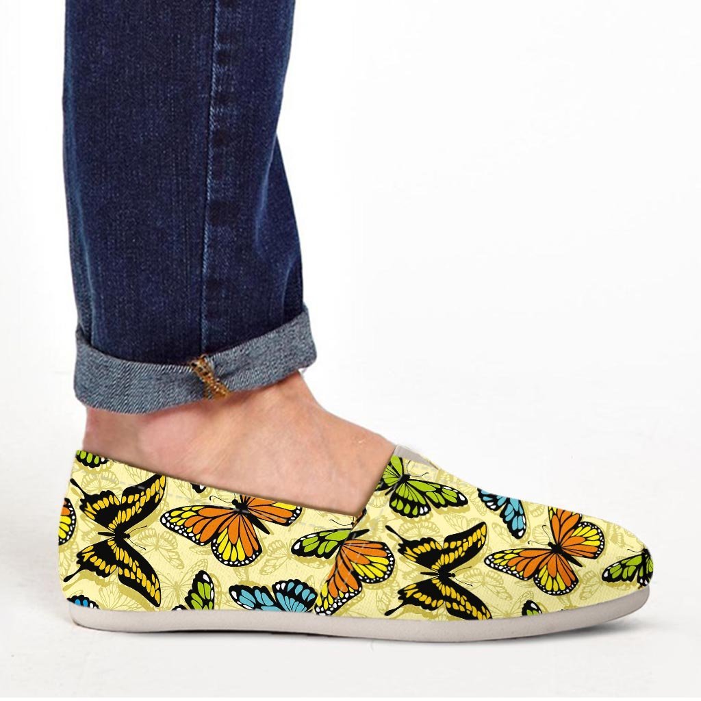 Yellow Butterfly Pattern Print Canvas Shoes-grizzshop