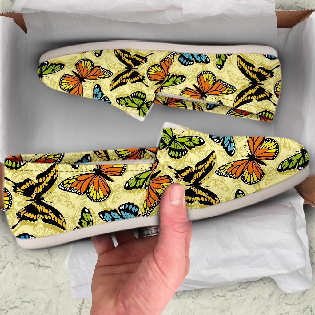 Yellow Butterfly Pattern Print Canvas Shoes-grizzshop