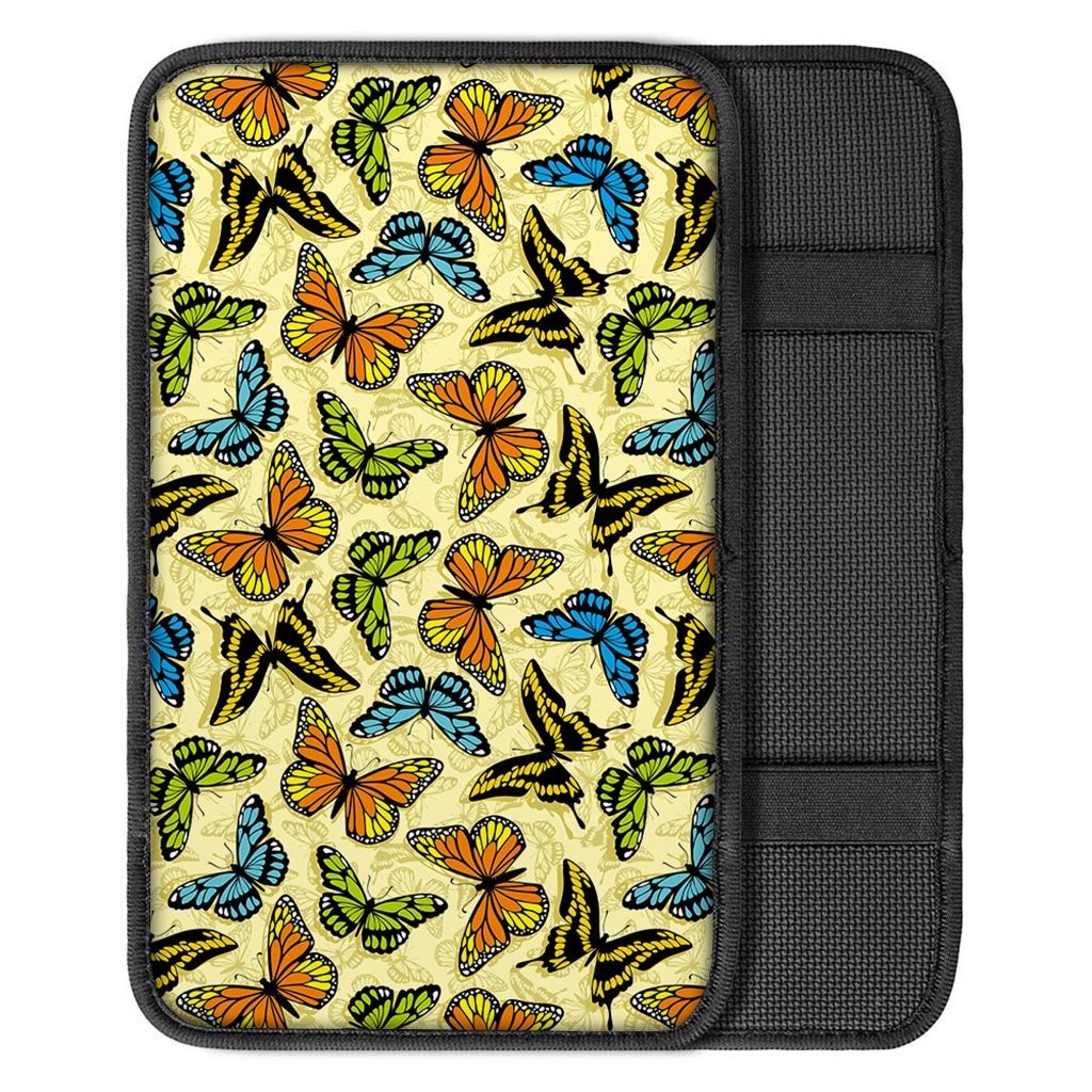 Yellow Butterfly Pattern Print Car Console Cover-grizzshop