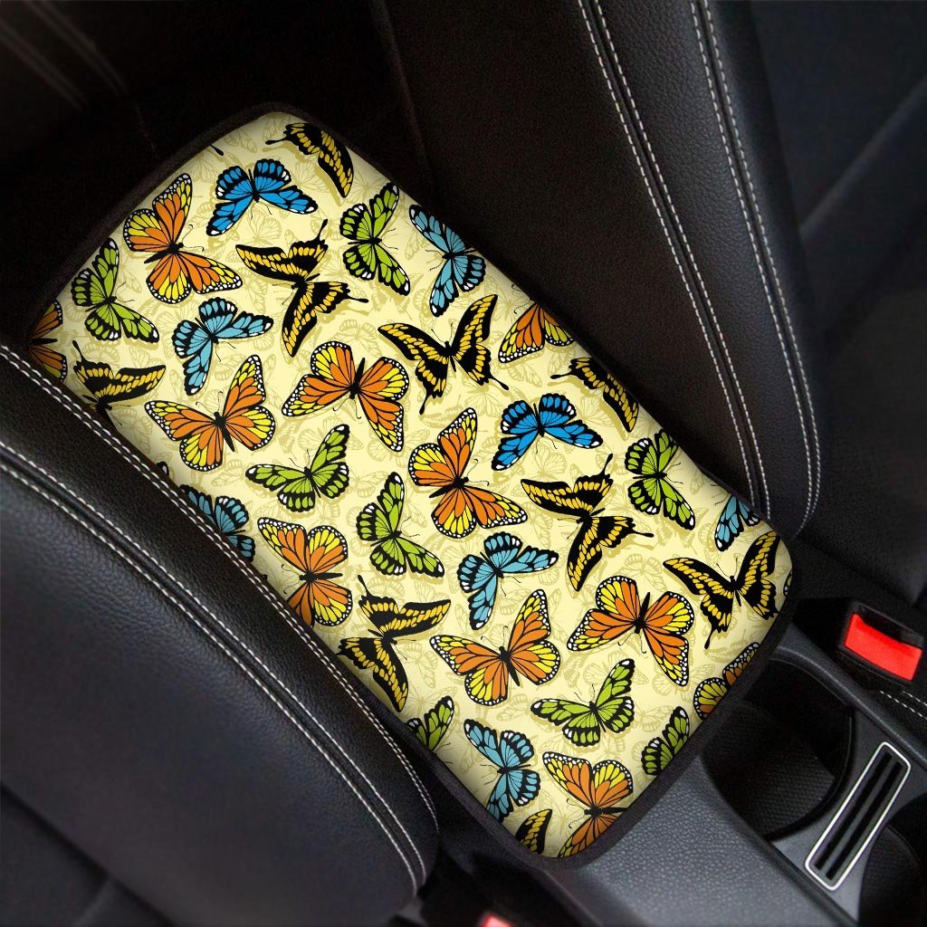 Yellow Butterfly Pattern Print Car Console Cover-grizzshop