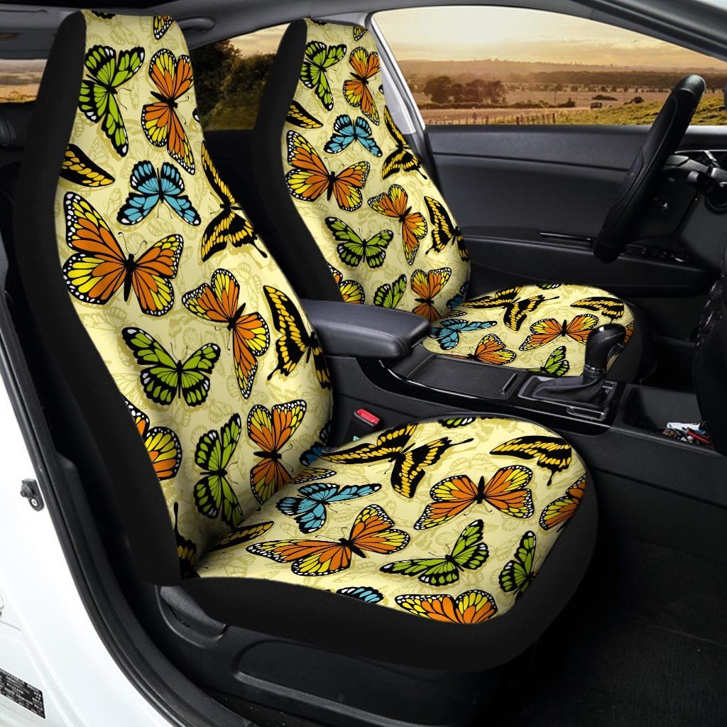 Yellow Butterfly Pattern Print Car Seat Covers-grizzshop