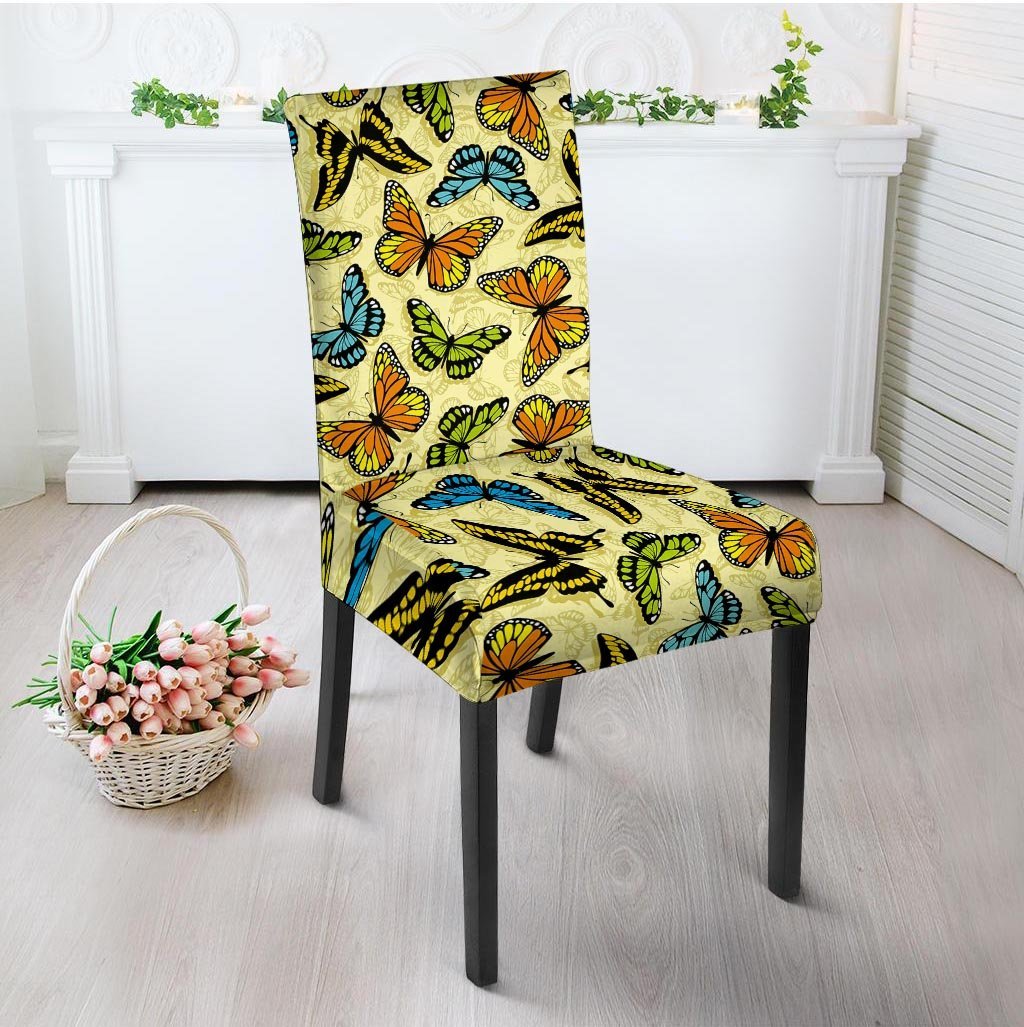 Yellow Butterfly Pattern Print Chair Cover-grizzshop