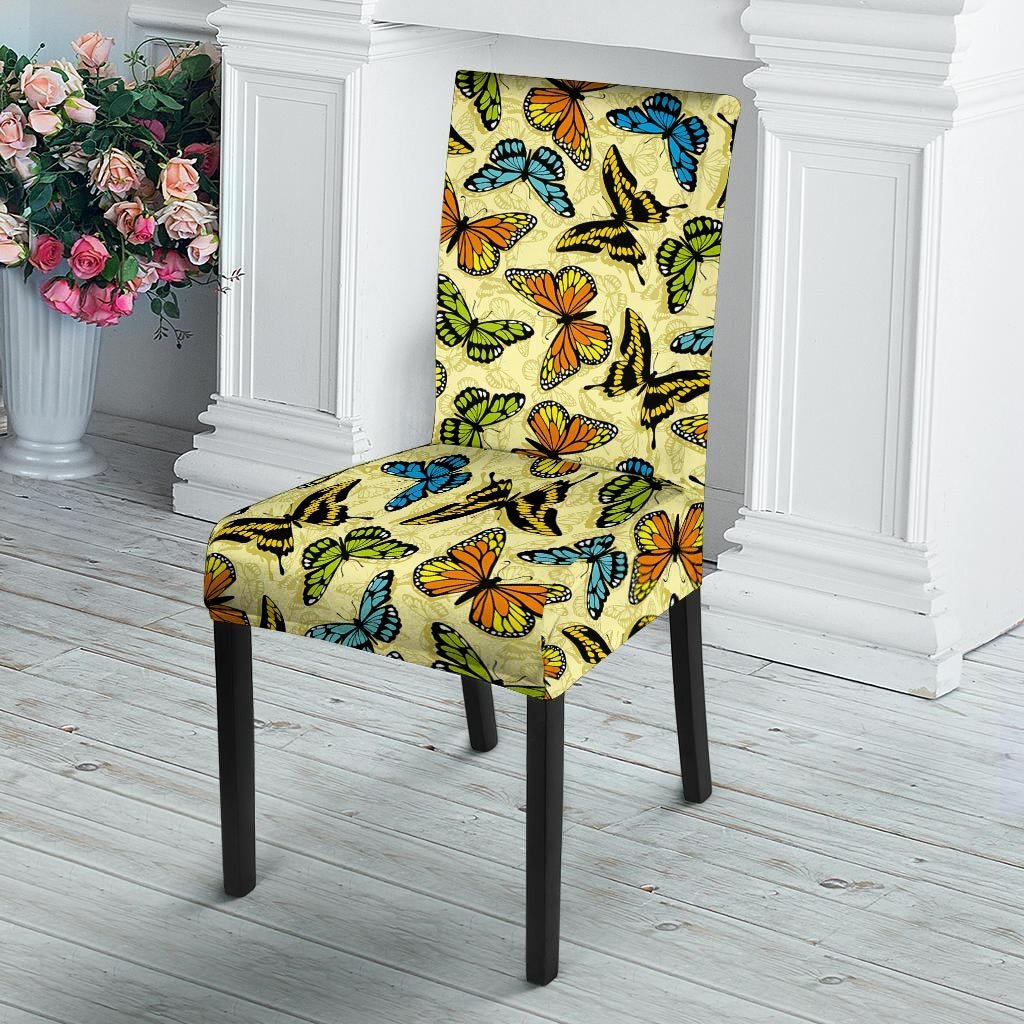 Yellow Butterfly Pattern Print Chair Cover-grizzshop