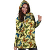 Yellow Butterfly Pattern Print Hoodie Dress-grizzshop