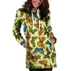 Yellow Butterfly Pattern Print Hoodie Dress-grizzshop