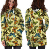 Yellow Butterfly Pattern Print Hoodie Dress-grizzshop