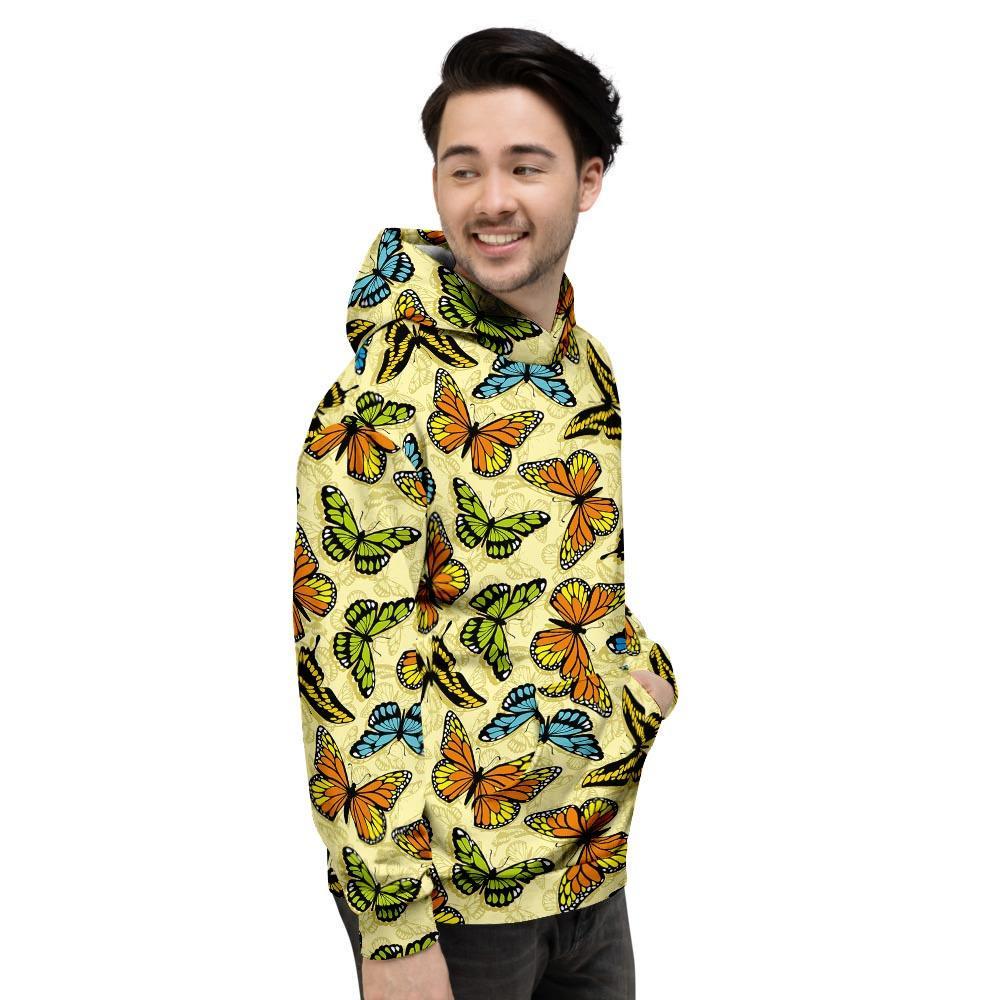 Yellow Butterfly Pattern Print Men's Hoodie-grizzshop